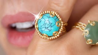 Spontaneously Making Rings With Gemstone Cabochons  Wire Wrapping Cabochons PART 1 DIY Rings [upl. by Airrotal]