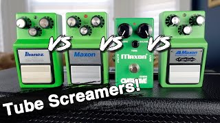 Tube Screamer Shootout  Ibanez TS9 vs Maxon OD9 vs Maxon OD808 vs FortinModded Maxon FAOD9 [upl. by Eidua327]