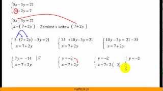 Metoda podstawiania  Rozwiąż układ równań  Matfiz24pl [upl. by Targett732]