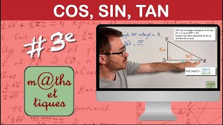 Calculer une longueur à laide de cosinus sinus ou tangente 1  Troisième [upl. by Hirza750]