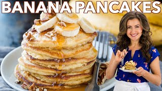 The Best BANANA PANCAKES Recipe [upl. by Jacobba]