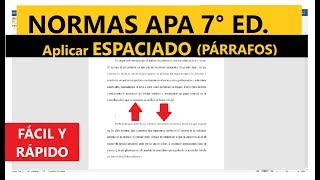 APLICAR ESPACIADO entre PÁRRAFOS FÁCILMENTE en WORD Según NORMAS APA SÉPTIMA EDICIÓN 7ma [upl. by Demona]