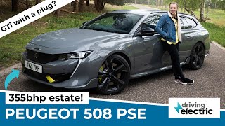 New 2021 Peugeot 508 PSE plugin hybrid estate review  DrivingElectric [upl. by Roxane]