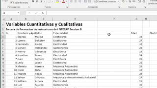 Variable cuantitativa y cualitativa en Excel [upl. by Jc]