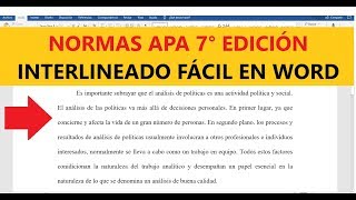 APLICAR INTERLINEADO FÁCIL Y RÁPIDO EN WORD SEGÚN NORMAS APA SÉPTIMA EDICIÓN 7ma [upl. by Rednal666]