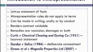 Misrepresentation Lecture 1 of 4 [upl. by Jessie]