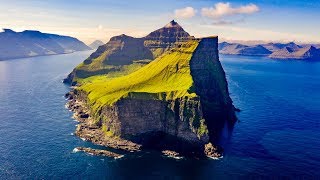 Faroe Islands Kallur Lighthouse Dronie 4K Kalsoy [upl. by Nauj]